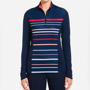 Callaway Women’s Engineered Navy Stripe Long Sleeve Golf Top NWT, Small